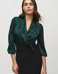 Joseph Ribkoff Knit and Satin Paisley Dress