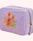 Velvet Embroidered Make Up Bag Lobster Buddies