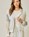 Color Blocked Zip-Up Hoodie