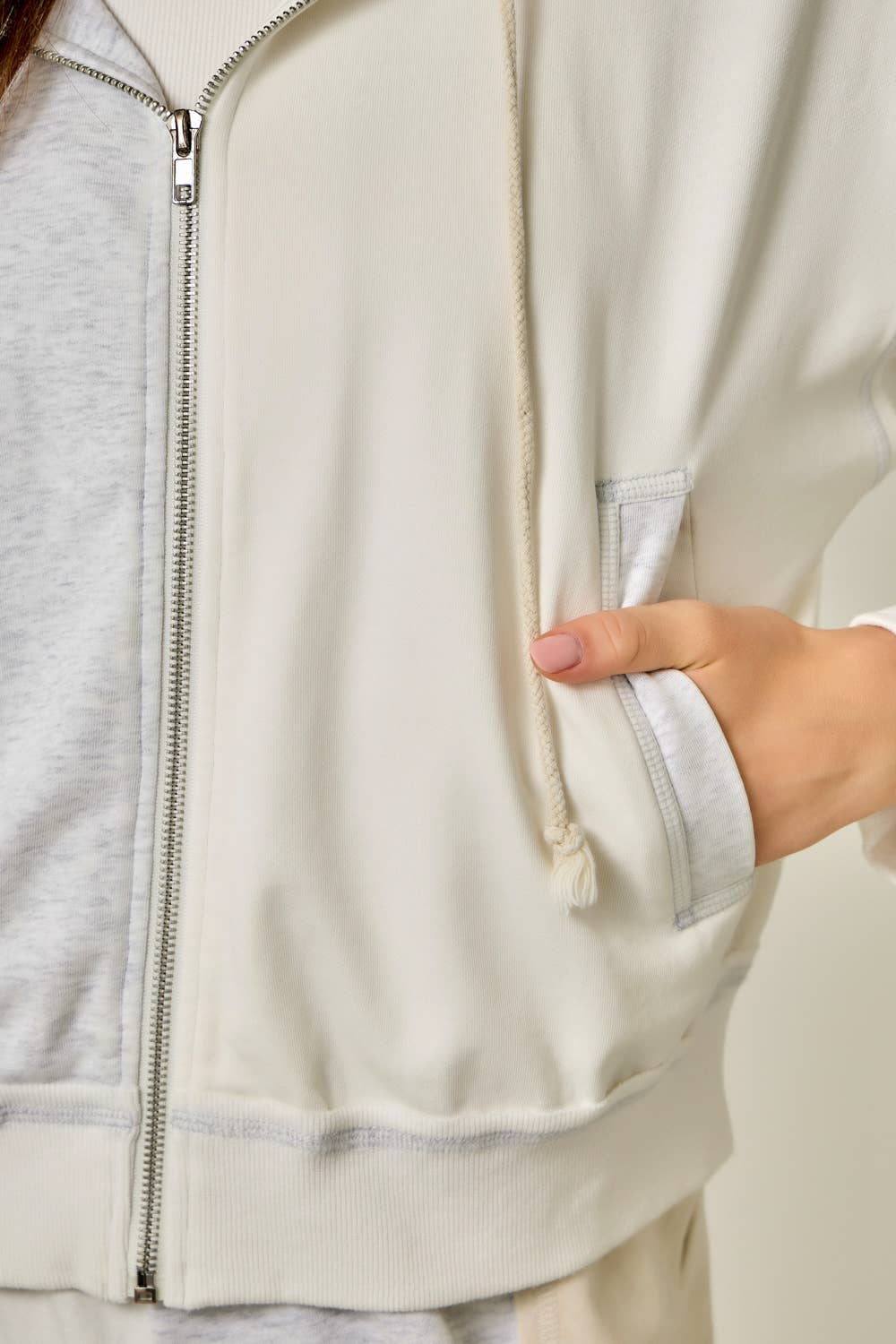 Color Blocked Zip-Up Hoodie