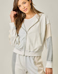 Color Blocked Zip-Up Hoodie