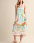 LANDSCAPE PRINT MIDI DRESS