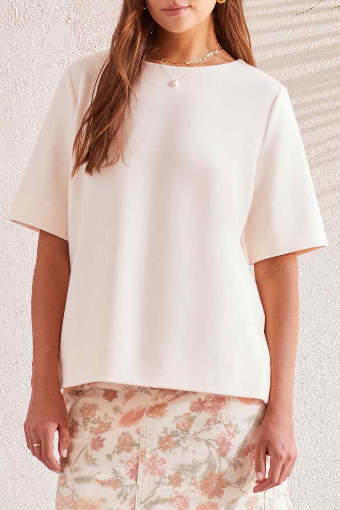 Boat Neck Top w/ Elbow Sleeve