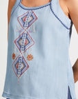 Embroidered Chambray Cami