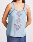 Embroidered Chambray Cami