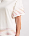 Boat Neck Contrast Detail Sleeve Top