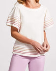 Boat Neck Contrast Detail Sleeve Top