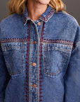 Embroidered Denim Shacket