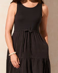 Mixmedia Sleeveless Boat Neck Maxi Dress