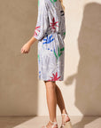 Water Print Tie-Waist Dress With Pockets
