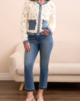 Crochet Jacket With Denim Detail