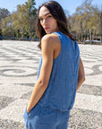 Tencel Sleeveless Scalloped Top