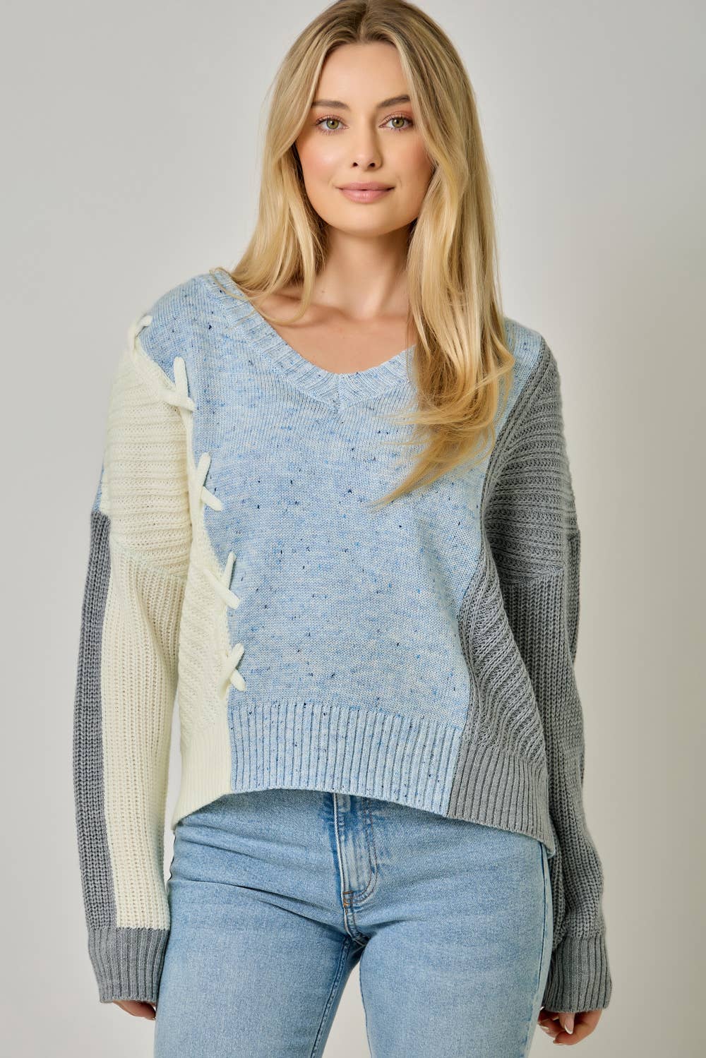 Sky Color Blocked Sweater