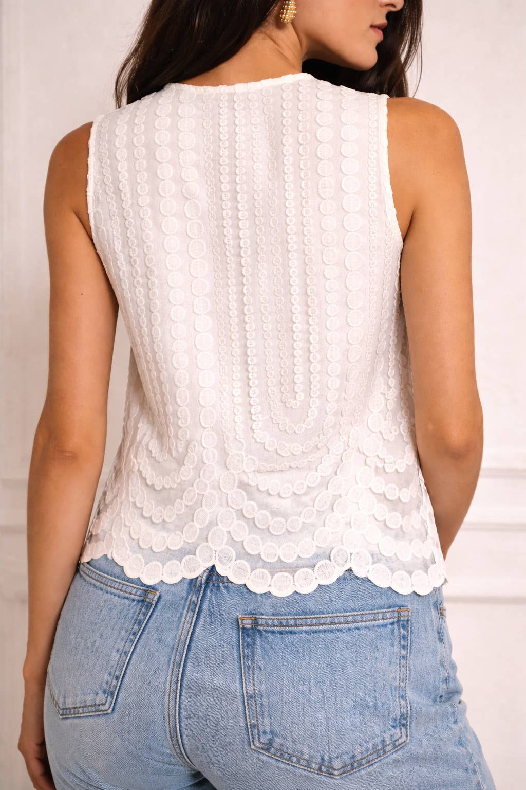 Embroidered Tulle Tank