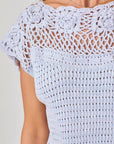 Floral Yoke Crochet Top