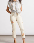 Audrey Ecru Embroidered Jeans