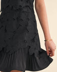 Tiered Floral Lace Flounce Hem Mini Dress