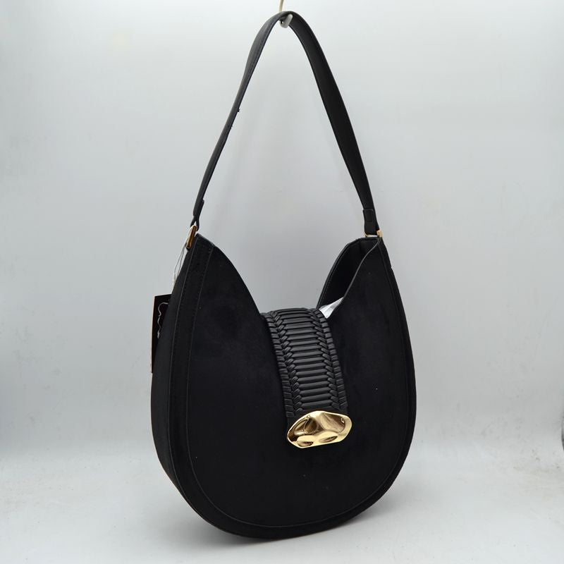 Suede Buckle Hobo Bag