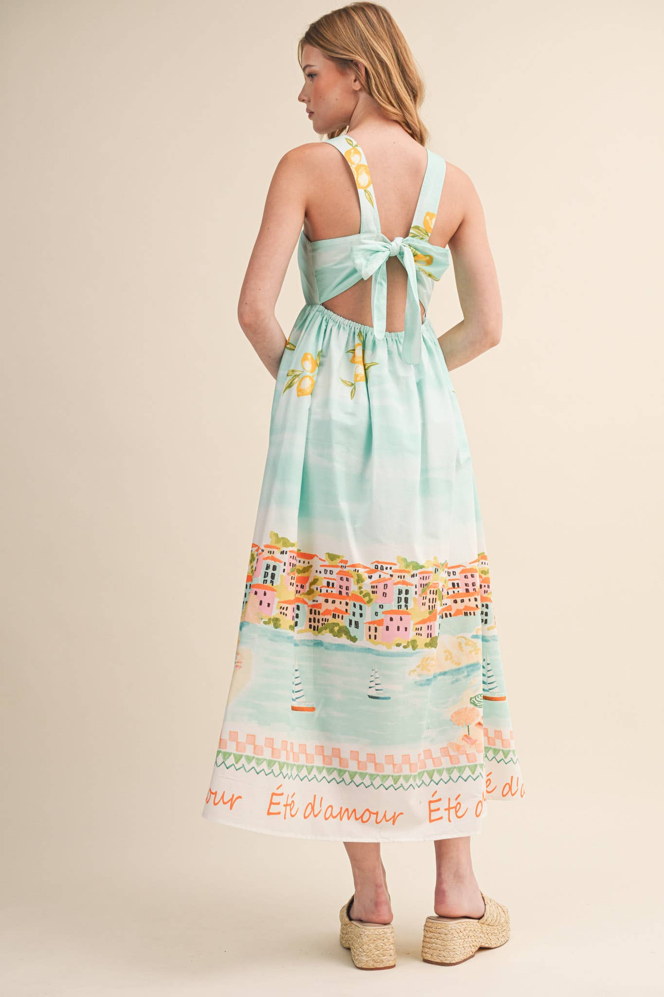 LANDSCAPE PRINT MIDI DRESS