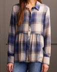 Plaid Peplum Button-Up