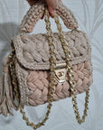 Crochet Clutch Handbag Natural Shimmer