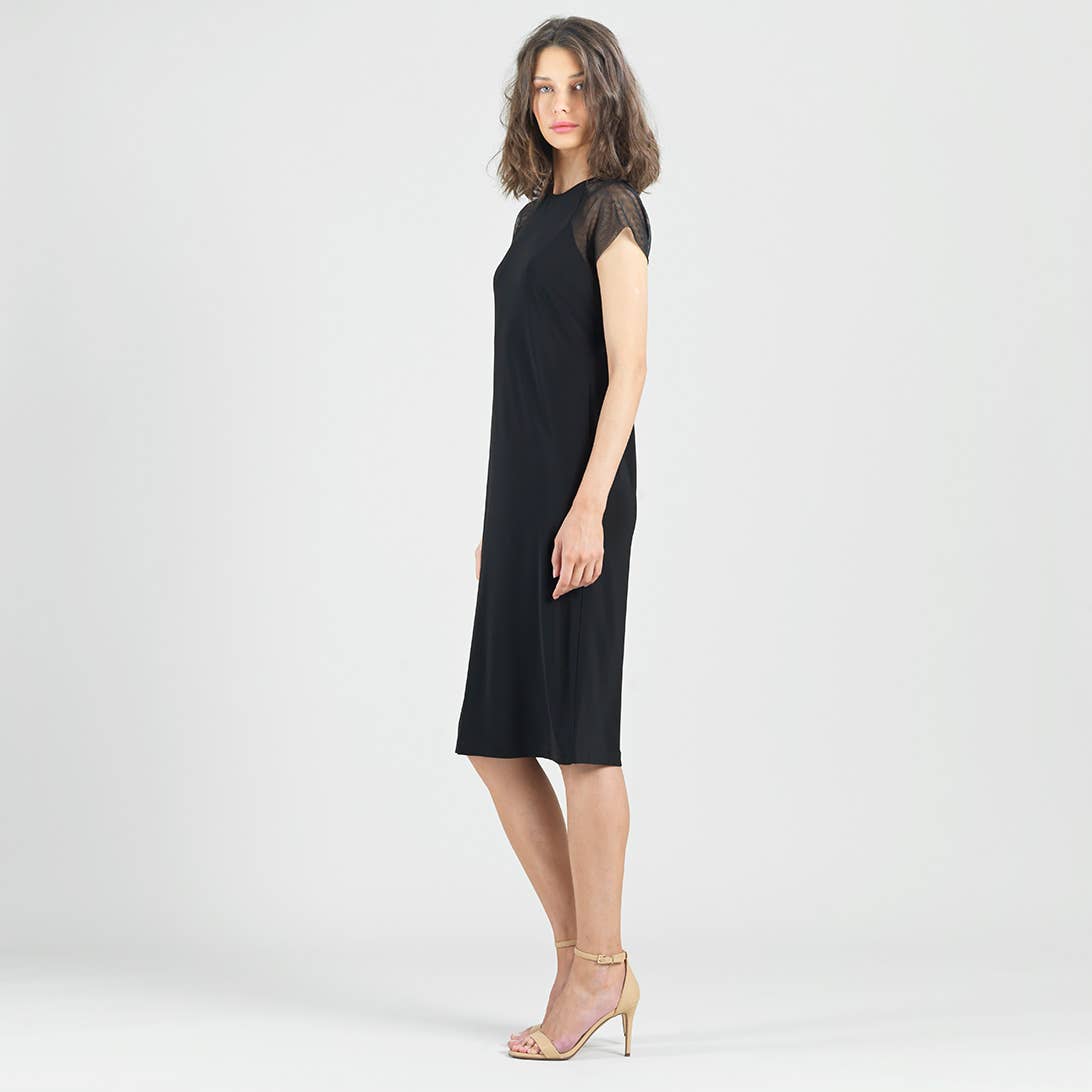 Clara Sunwoo Mesh Cap Sleeve Midi Dress