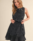 Tiered Floral Lace Flounce Hem Mini Dress