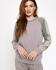 Dusty Lavender & Leopard Raglan Pullover