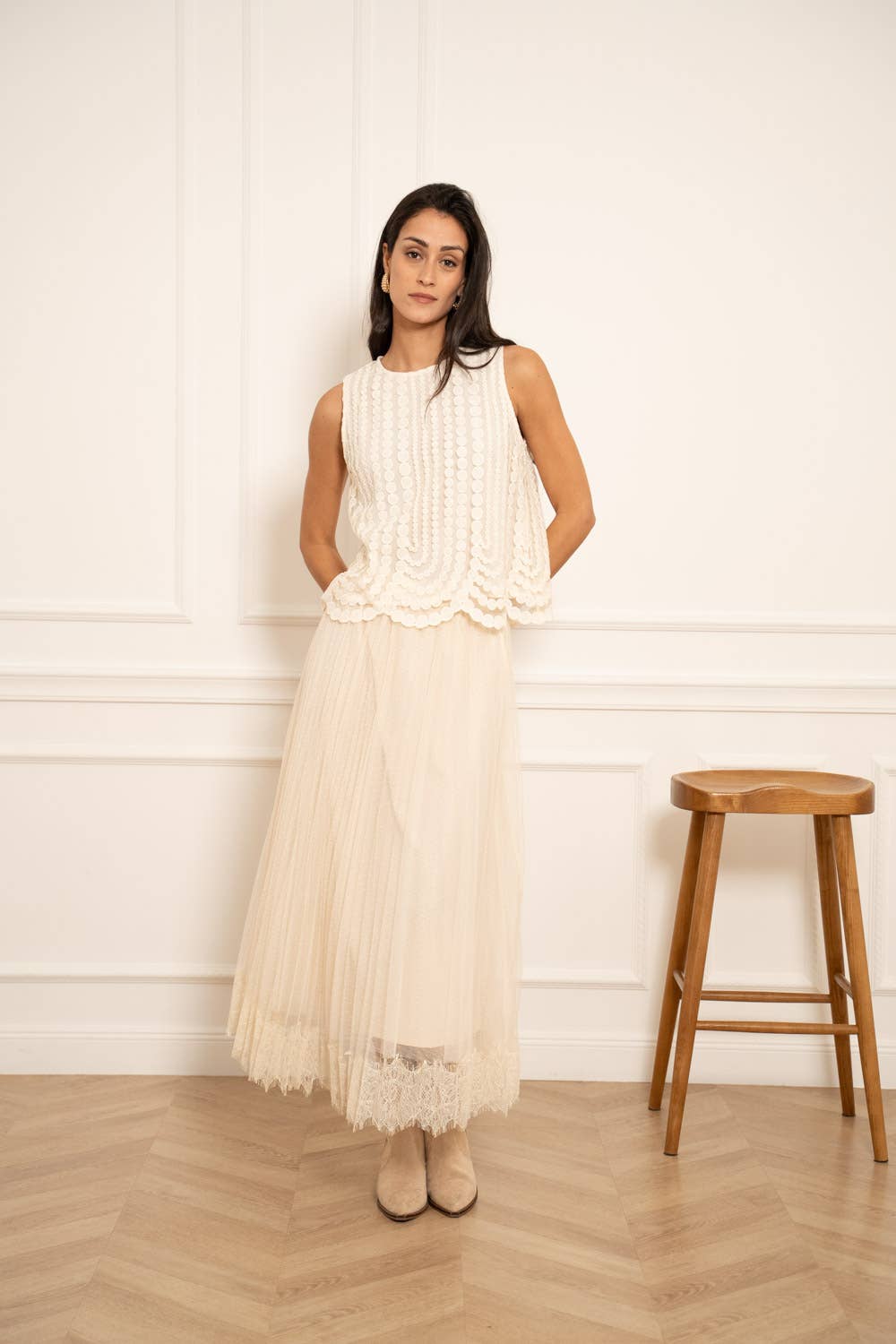 Embroidered Tulle Tank