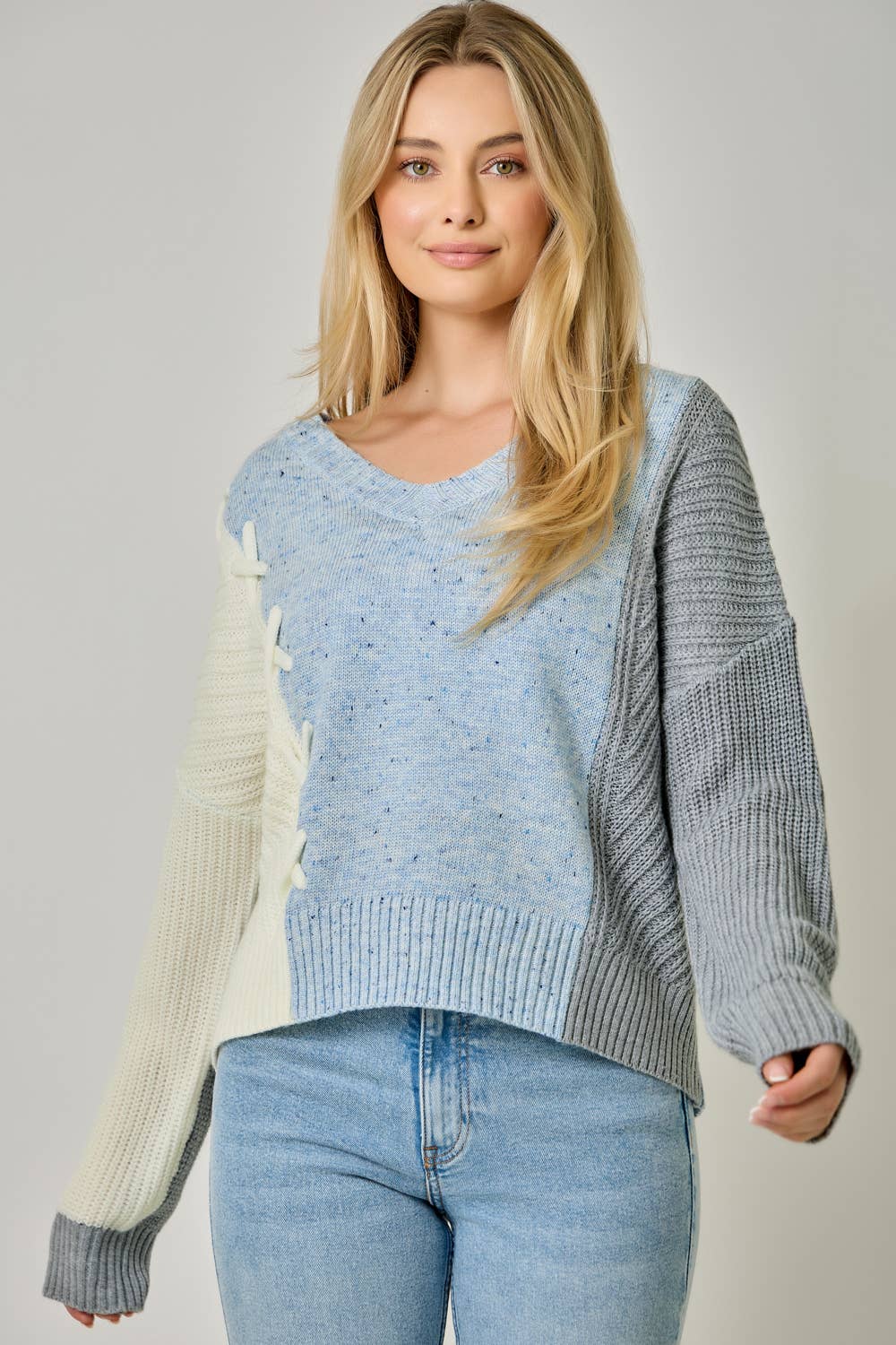 Sky Color Blocked Sweater