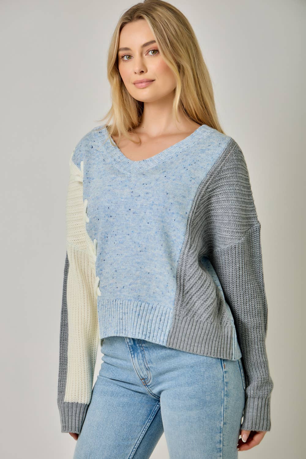 Sky Color Blocked Sweater