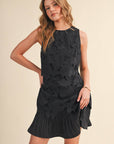 Tiered Floral Lace Flounce Hem Mini Dress