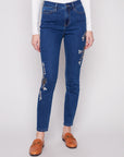 Beaded Embroidery Stretch Denim