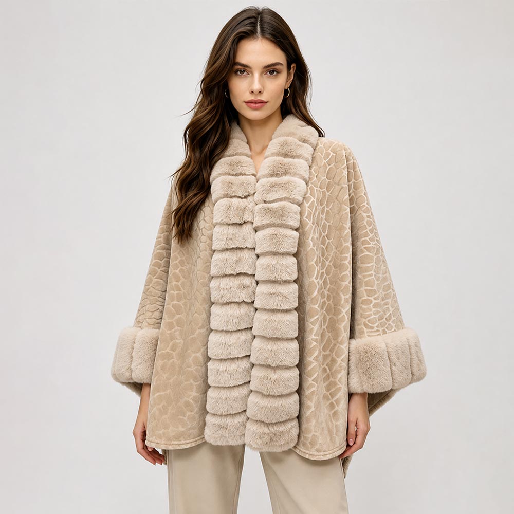 Textured Faux Fur Shawl