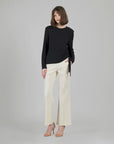 Clara Sunwoo Ribbed Knit Sweater w/ Side Pull Tie Detail