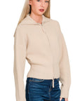 Collared Zip Up Sweater