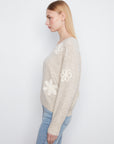 Flower Appliqué Drop Shoulder Sweater
