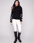 Mock Neck Sweater With Boucle Hearts