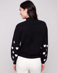 Mock Neck Sweater With Boucle Hearts
