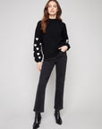 Mock Neck Sweater With Boucle Hearts