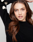 Mock Neck Sweater With Boucle Hearts