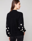 Mock Neck Sweater With Boucle Hearts