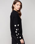 Mock Neck Sweater With Boucle Hearts