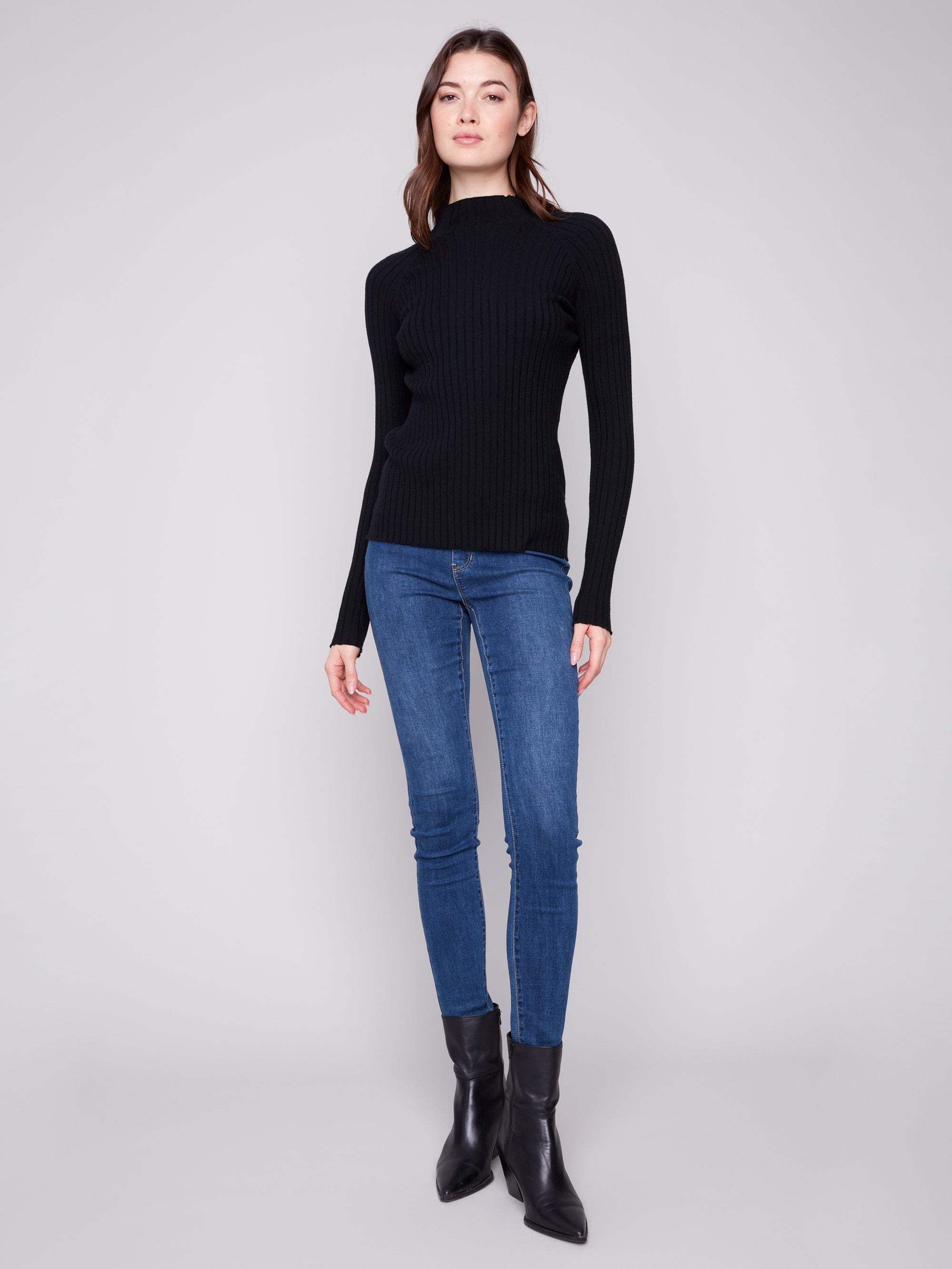 Ribbed Mock Neck Sweater