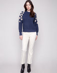 Sweater with Embroidered Floral Shoulders