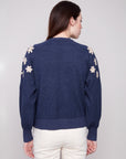 Sweater with Embroidered Floral Shoulders