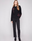 Sweater with Embroidered Flowers