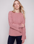 Crew Neck Sweater With Cable Sleeves