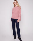 Crew Neck Sweater With Cable Sleeves