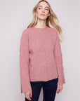 Crew Neck Sweater With Cable Sleeves